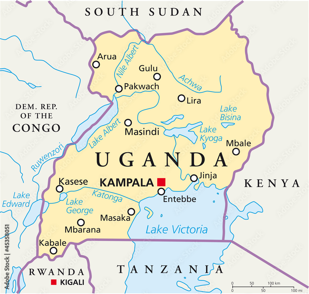 Uganda map (Uganda Landkarte) - obrazy, fototapety, plakaty 