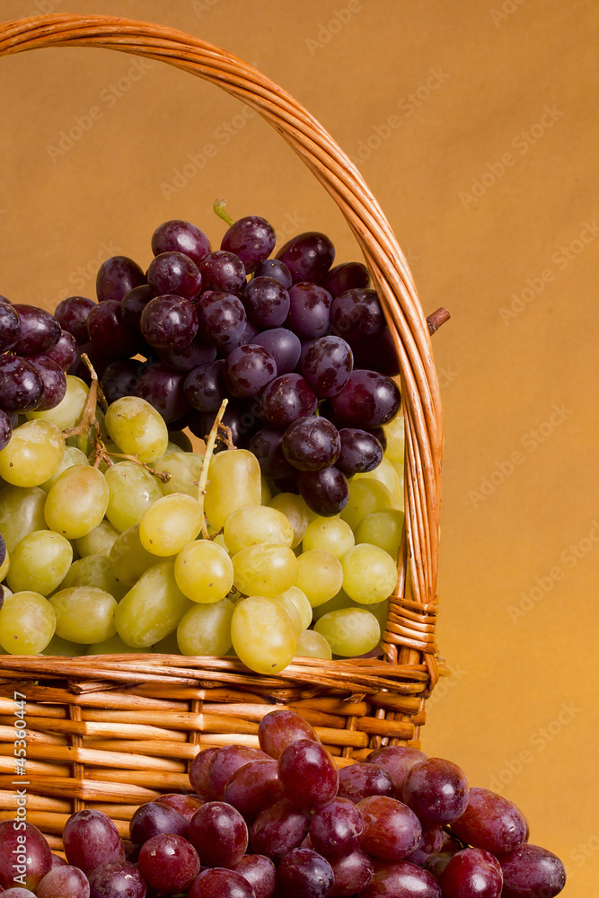 Grapes in wicker basket