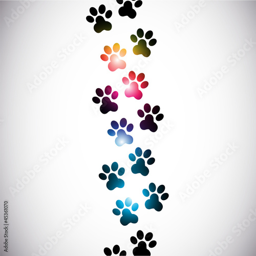 abstract colorful paw prints