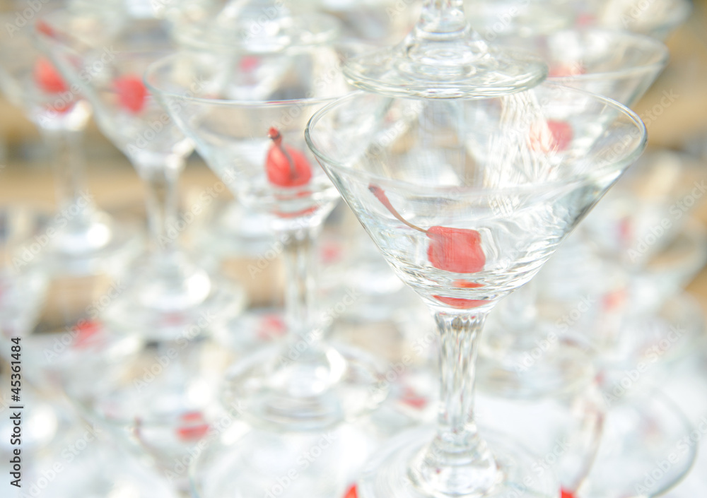 martini glasses on the table. festive table setting martini glasses on the table. festive table setting