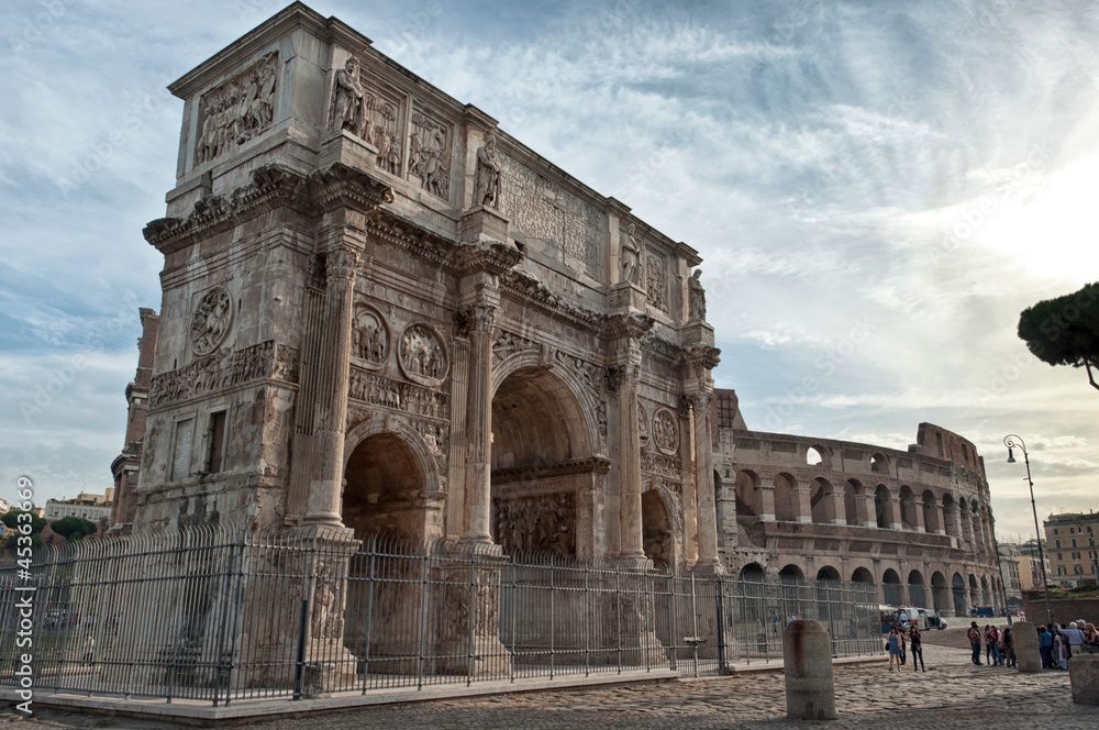 Costatine arch and Colosseum in Rome