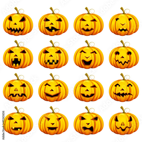 vector illustration of smiley collection of Halloween pumpkin