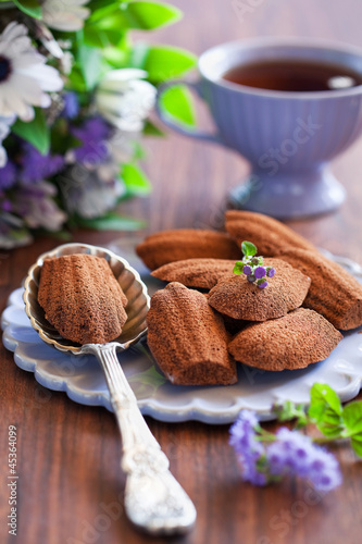 Fotografie Chocolate madeleine cookies, selective focus