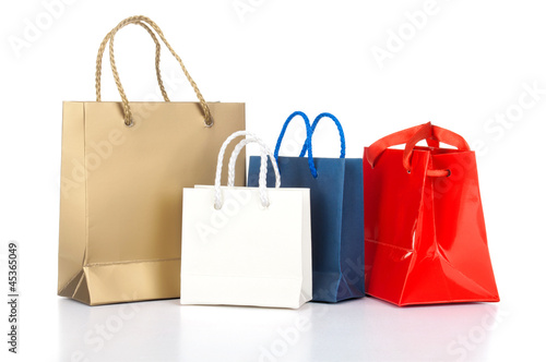 Assorted shopping bags  on a white background