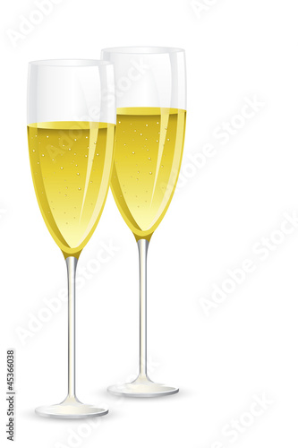 vector illustration of pair of champagne glass
