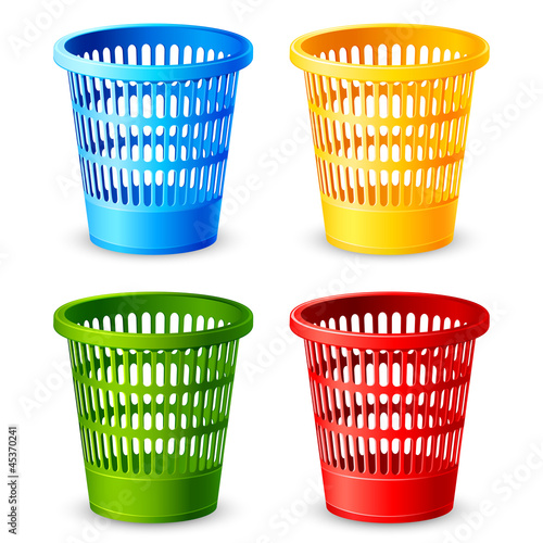 vector illustration of colorful dustbin against white