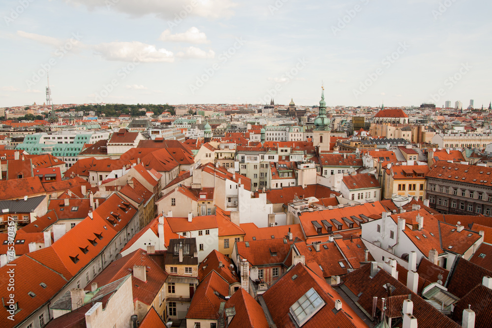 Aerial view of Prague, Czech Republic from Old Town City Hall