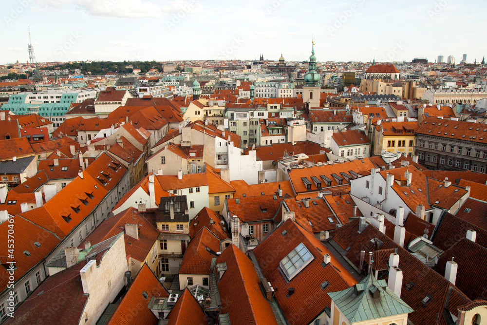Aerial view of Prague, Czech Republic from Old Town City Hall
