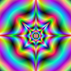 Fototapete Psychedelisch Neon Psychedelia leuchtende Strahlen  © Objowl