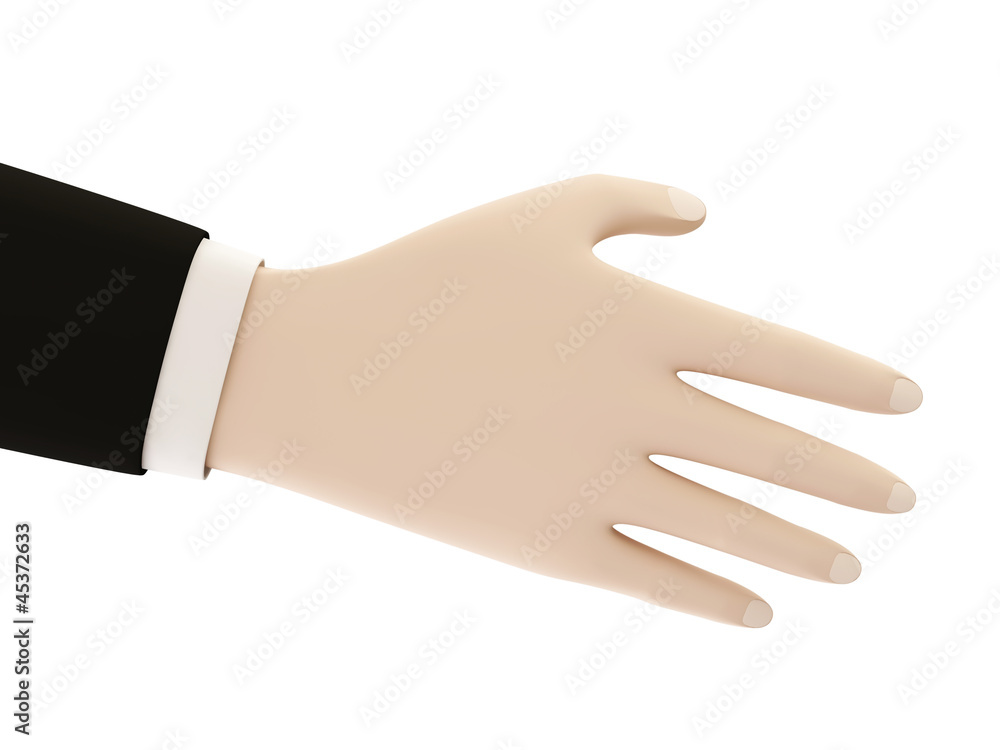 A business man with an open hand isolated on white background A business man with an open hand isolated on white background