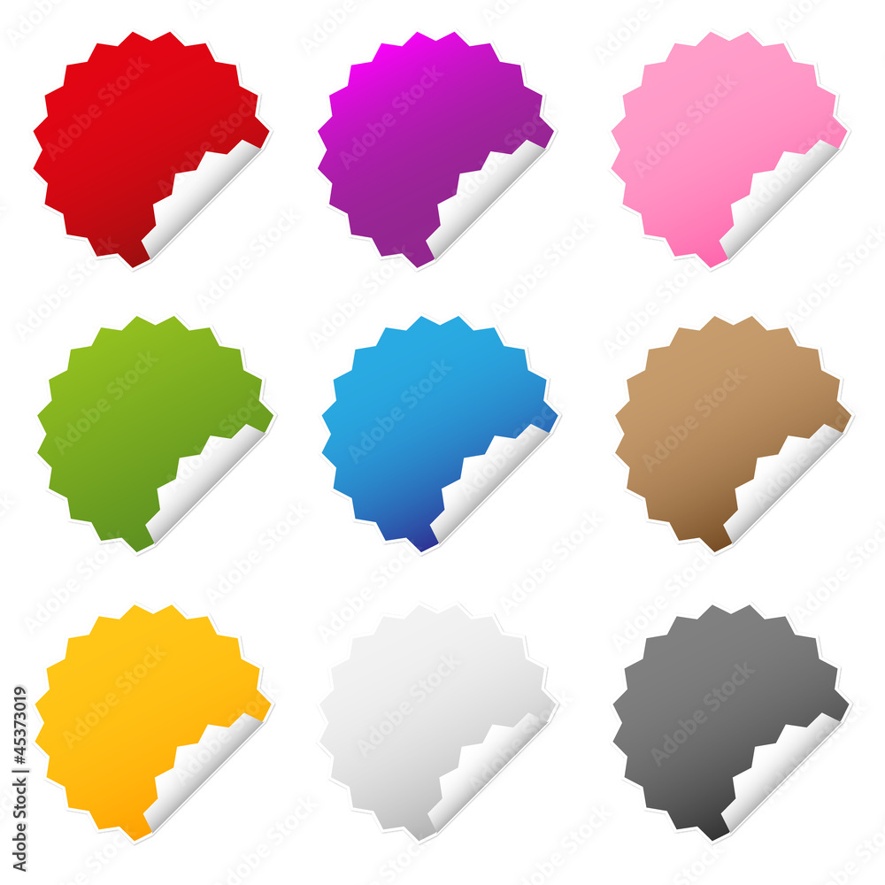 Blanko Sticker Farbig Bunt Gezackt Blanko Sticker Farbig Bunt Gezackt