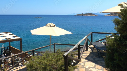 Terraced beach and mediterranean sea, Agios Nikolaos, Crete