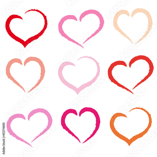 set of drawn hearts