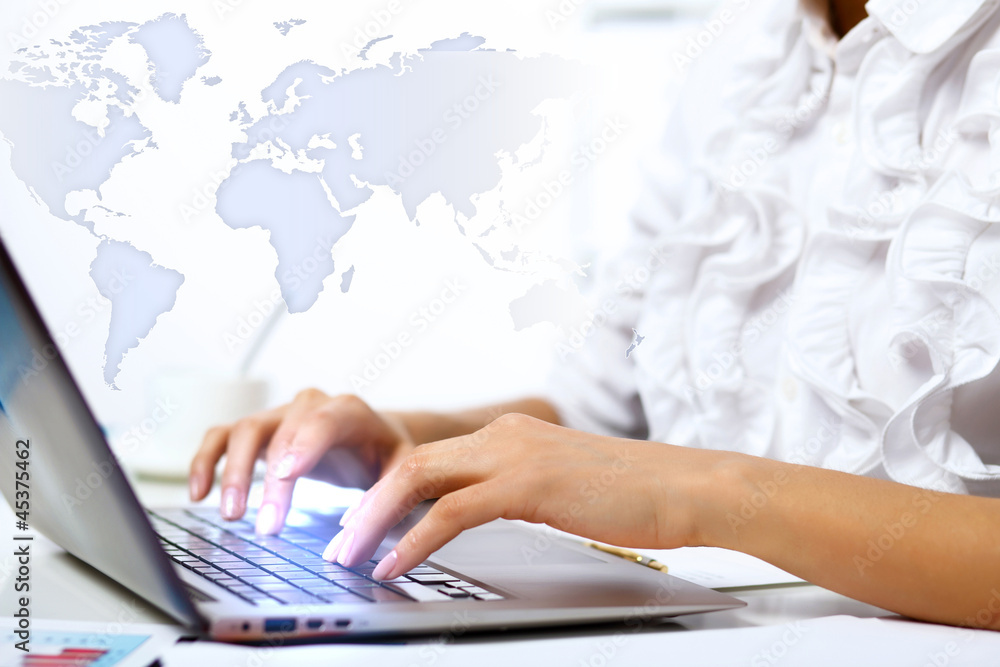 Business person working on computer Business person working on computer