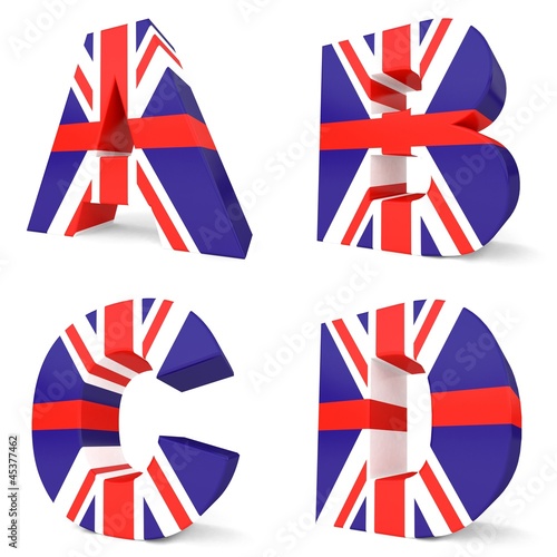 3d collection of UK letters - A B C D
