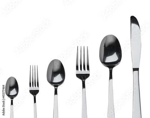 fork ,knife and spoon on a white background
