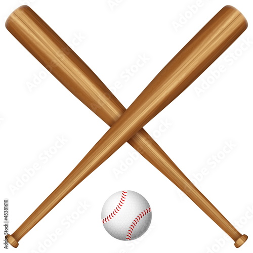 wooden baseball bat and ball