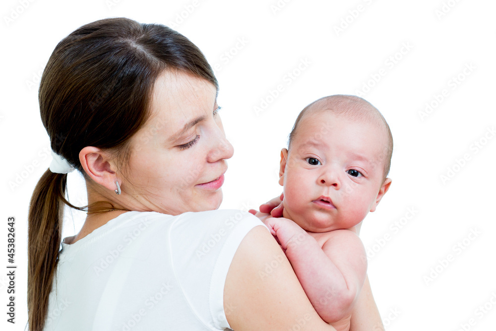 Portrait of small baby and his mother Portrait of small baby and his mother