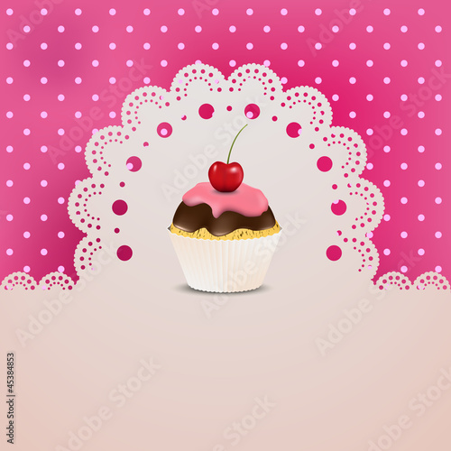 Cupcake with pink creme