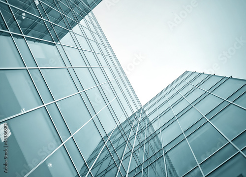 office buildings in the morning, wide angle view