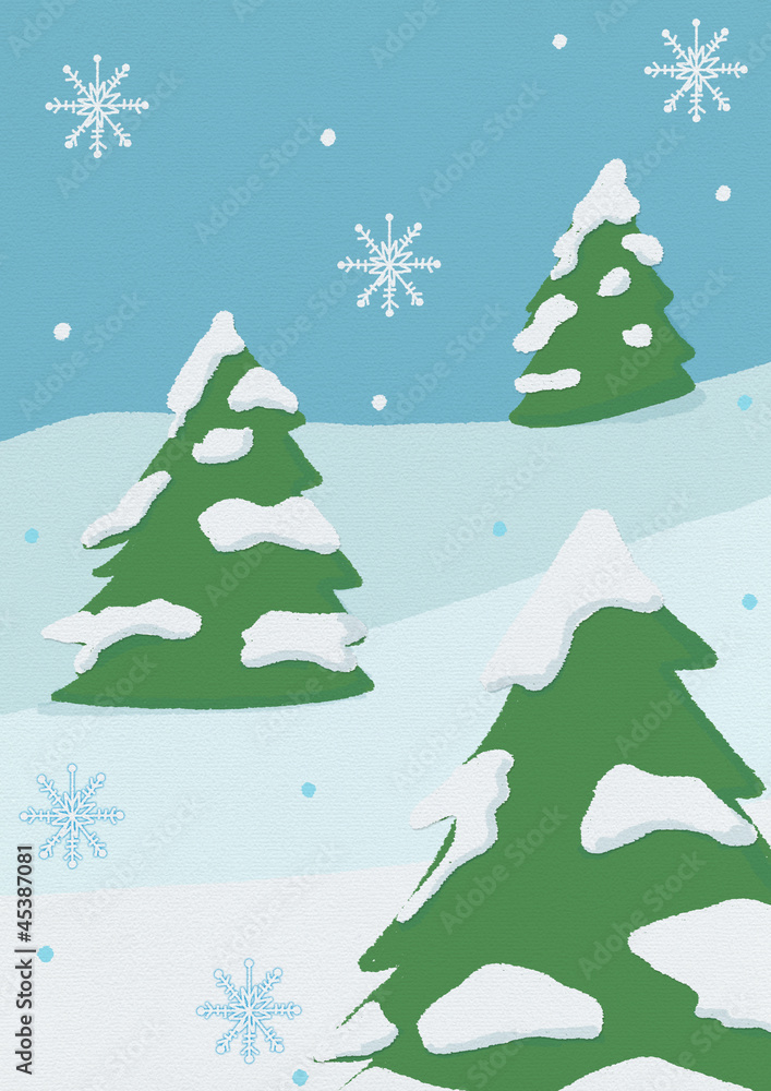 クリスマスの雪ともみの木