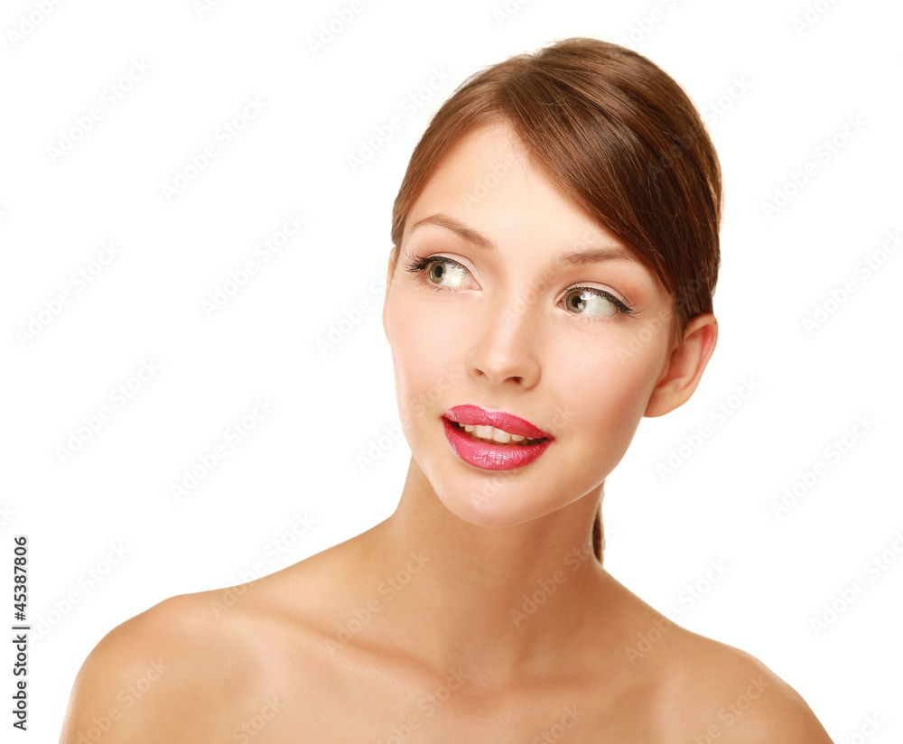 A beautiful woman, portrait isolated on white background A beautiful woman, portrait isolated on white background