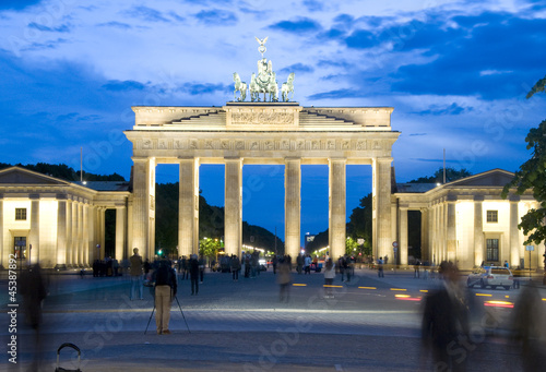 Photography night scene Brandenburg Gate  with lights Berlin Germany Europe