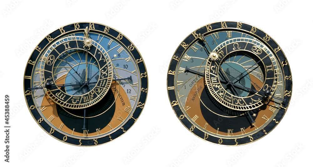 Obraz premium Prague Astronomical Clock Isolated on White
