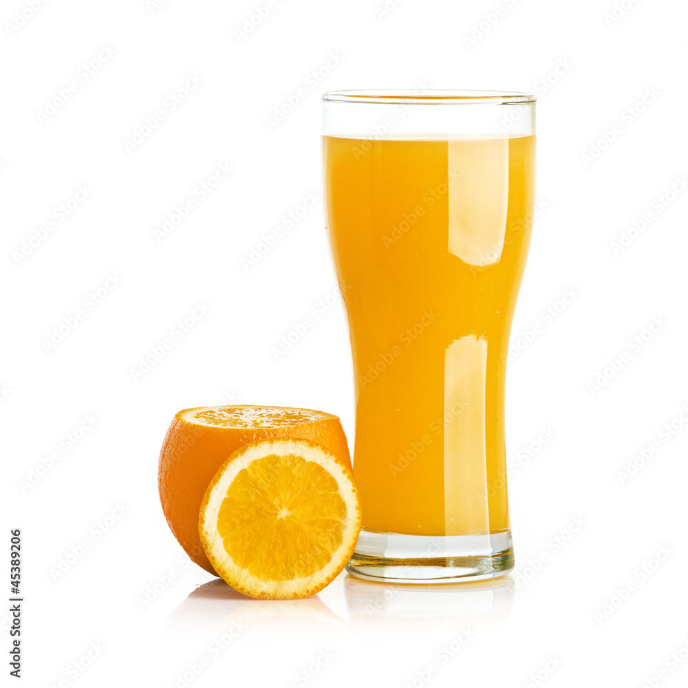 Orange juice glass isolated on white Orange juice glass isolated on white