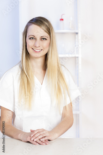 portrait of young woman in laboratory