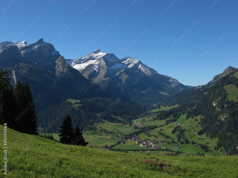 Beautiful Village Named Gsteig Bei Gstaad, Swiss Alps