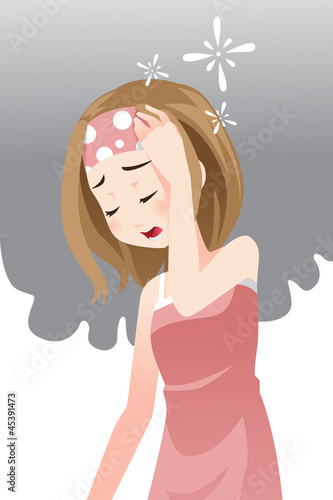 Woman having headache