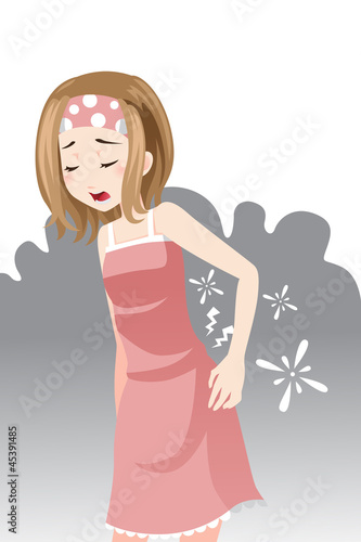 Woman having back pain