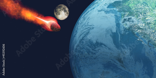 Fototapeta Naklejka Na Ścianę i Meble -  Earth hit by Asteroid