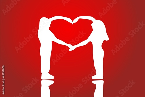 man and woman - heart silhouette