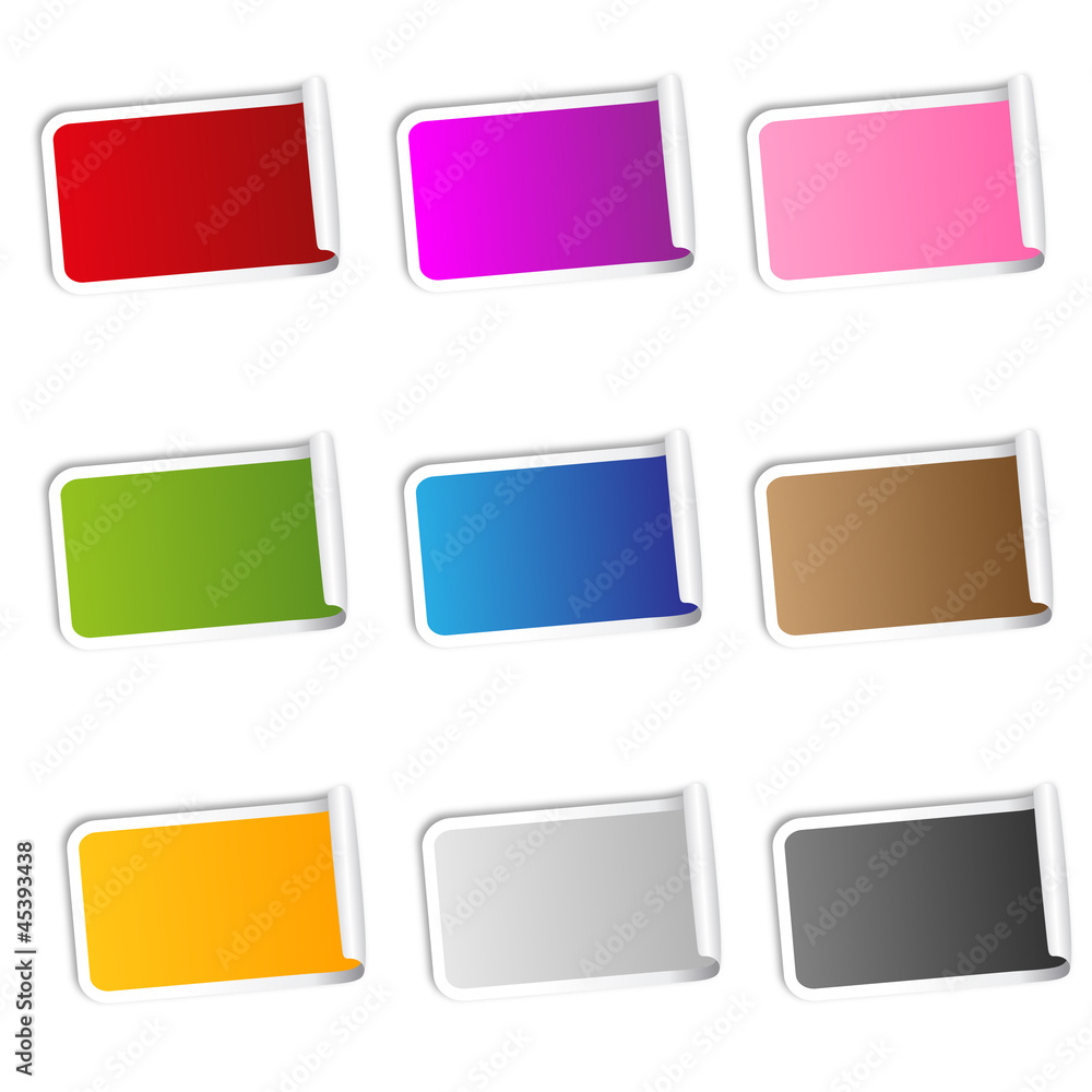 Blanko Sticker Farbig Eingerollte Kante Blanko Sticker Farbig Eingerollte Kante