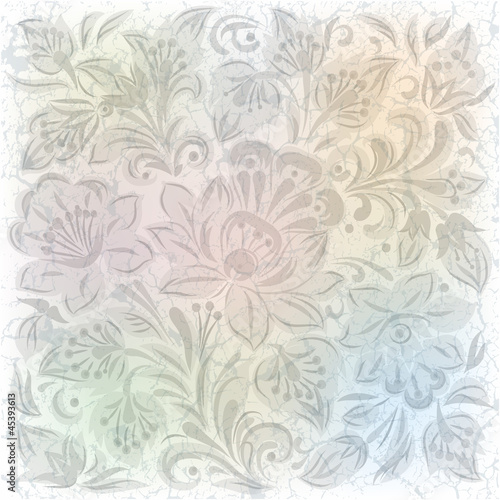 abstract background with gray floral ornament on white