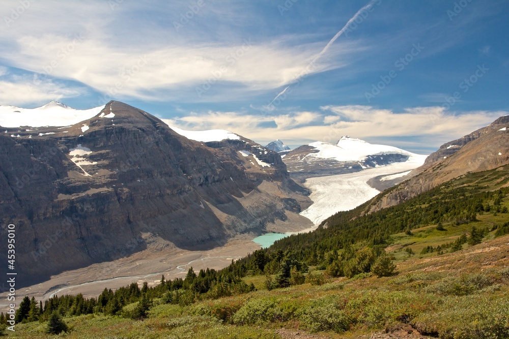 Saskatchewan glacier viewed from famus Parker Ridge Trail
