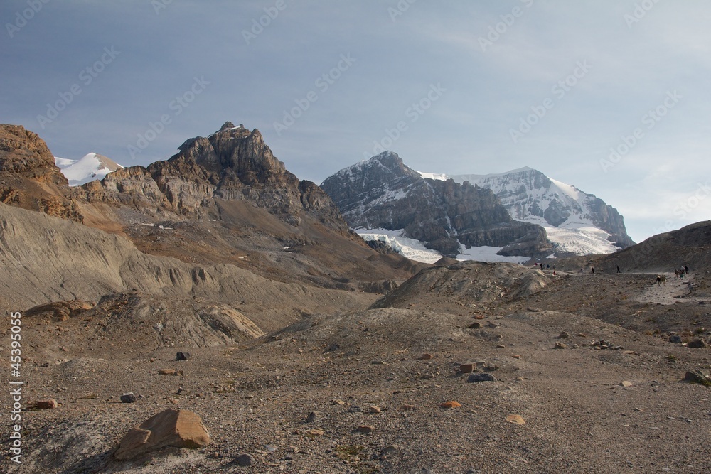 Desert-like landscape close to Athabasca glacier
