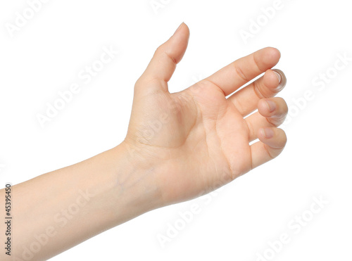 Slika na platnu Woman hand like holding mobile phone, card...