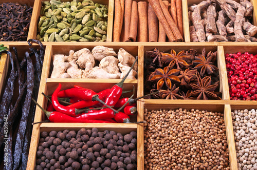 spices and herbs in wooden box © andriigorulko