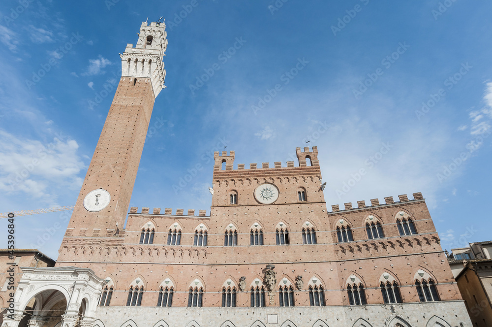 Public Palace and it's Mangia Tower in Siena, Italy
