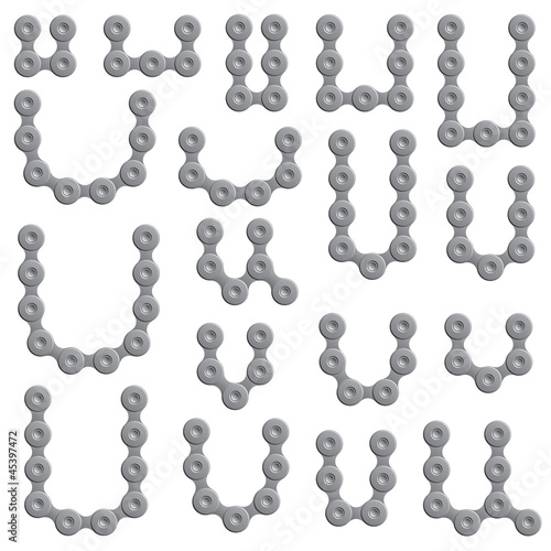 Abstract Letter U - Chain Sign Set
