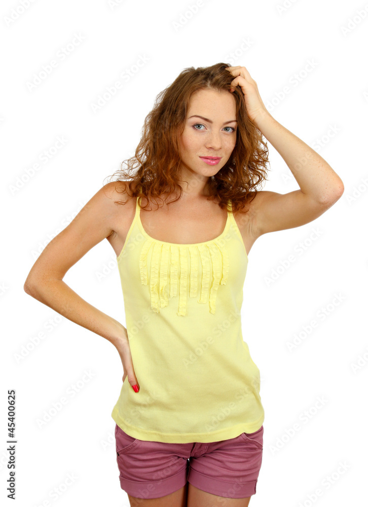 Smiling beautiful girl isolated on white Smiling beautiful girl isolated on white
