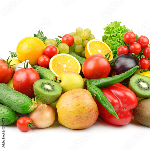 fruits and vegetables  isolated on a white background