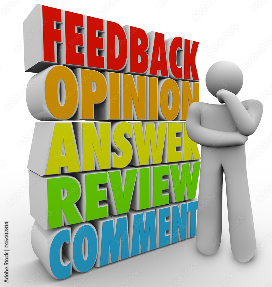 Thinking Person Feedback Comment Review Answer Opinion Stock ...