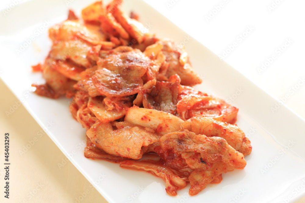 Korean cuisine, pork and kimichi stir fried Korean cuisine, pork and kimichi stir fried