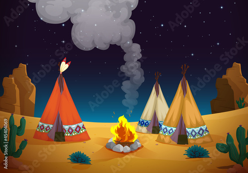 tent house and fire