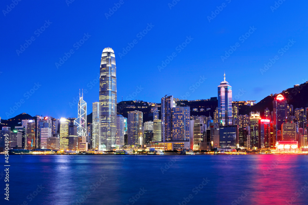 Obraz premium Hongkong nocą