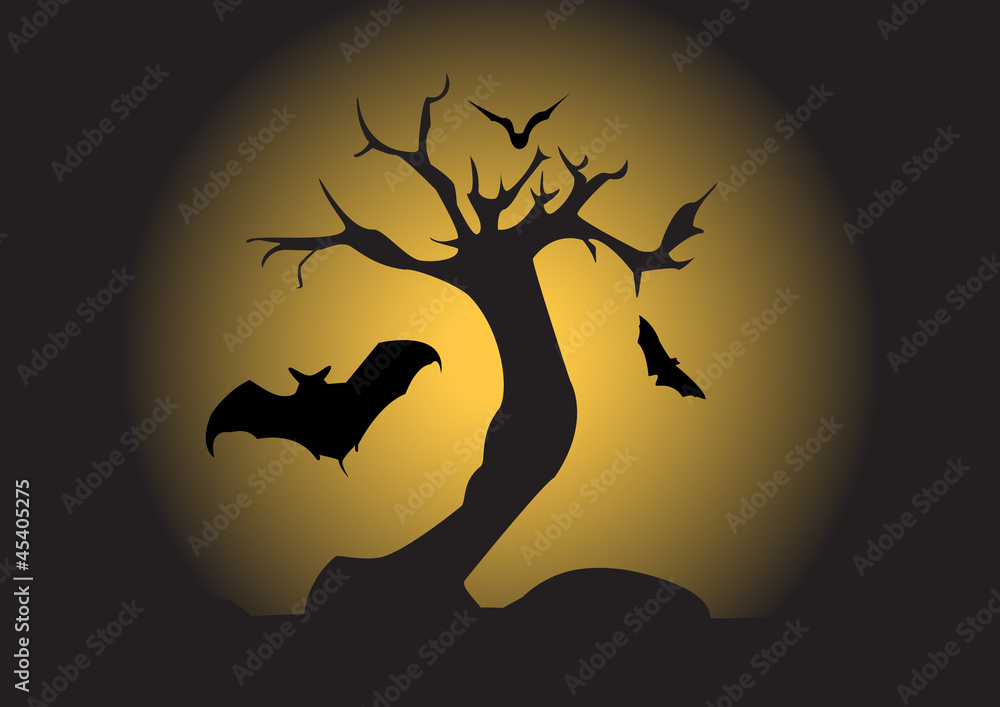 a dead tree with bats a dead tree with bats